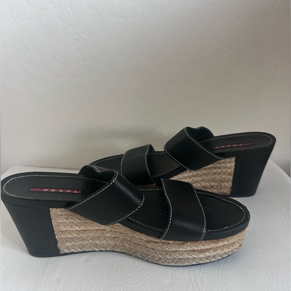 Prada Black Linea Rossa Wedges Sz. 39 - Picture 5 of 7